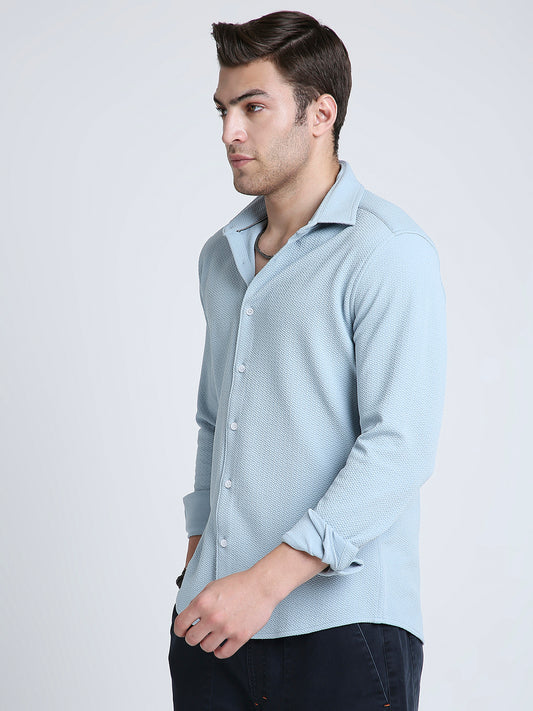Serene Blue Subtle Textured Shirt