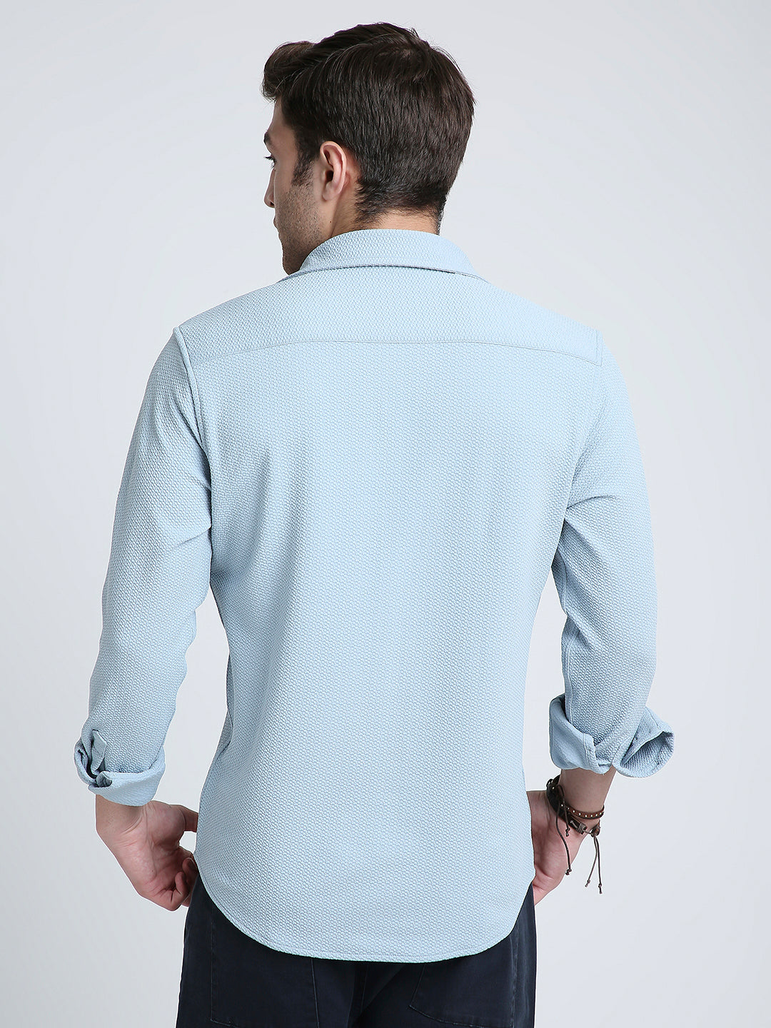 Serene Blue Subtle Textured Shirt