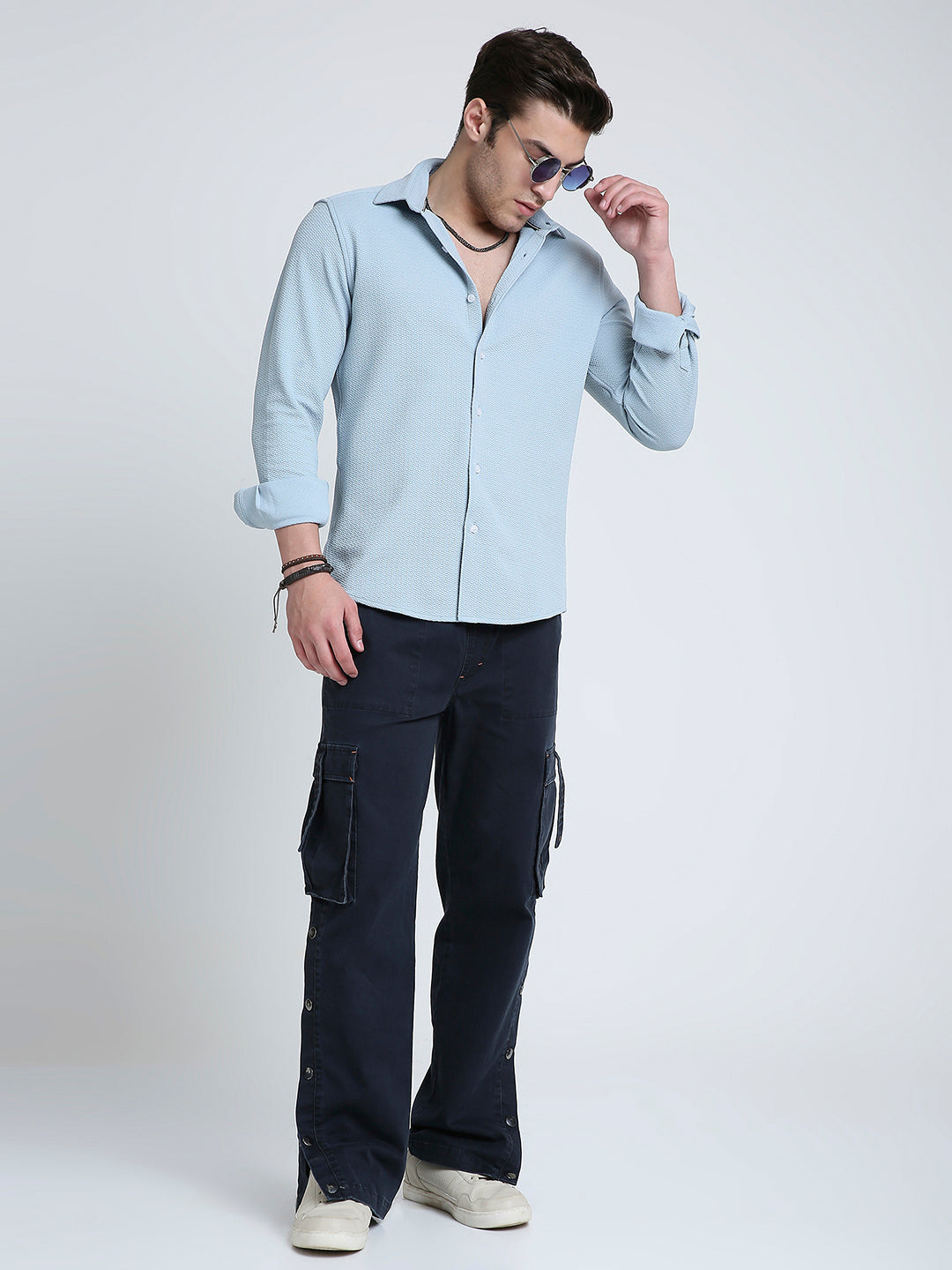 Serene Blue Subtle Textured Shirt