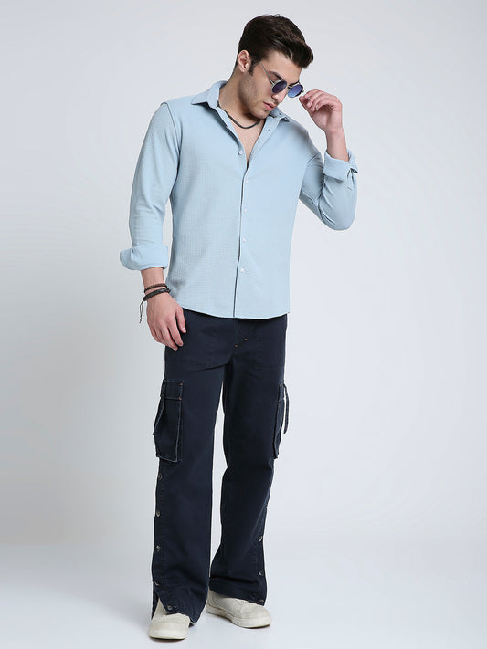 Serene Blue Subtle Textured Shirt