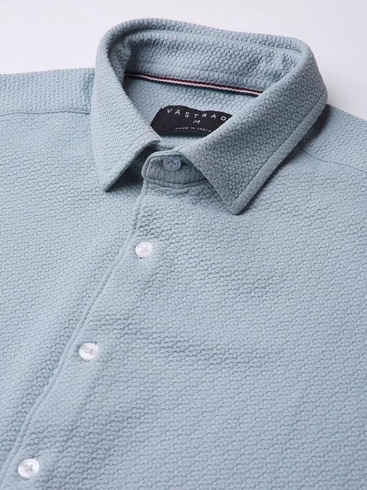 Serene Blue Subtle Textured Shirt