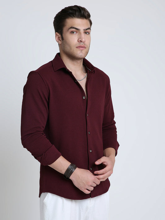 Vintage Maroon Textured Elegance Shirt