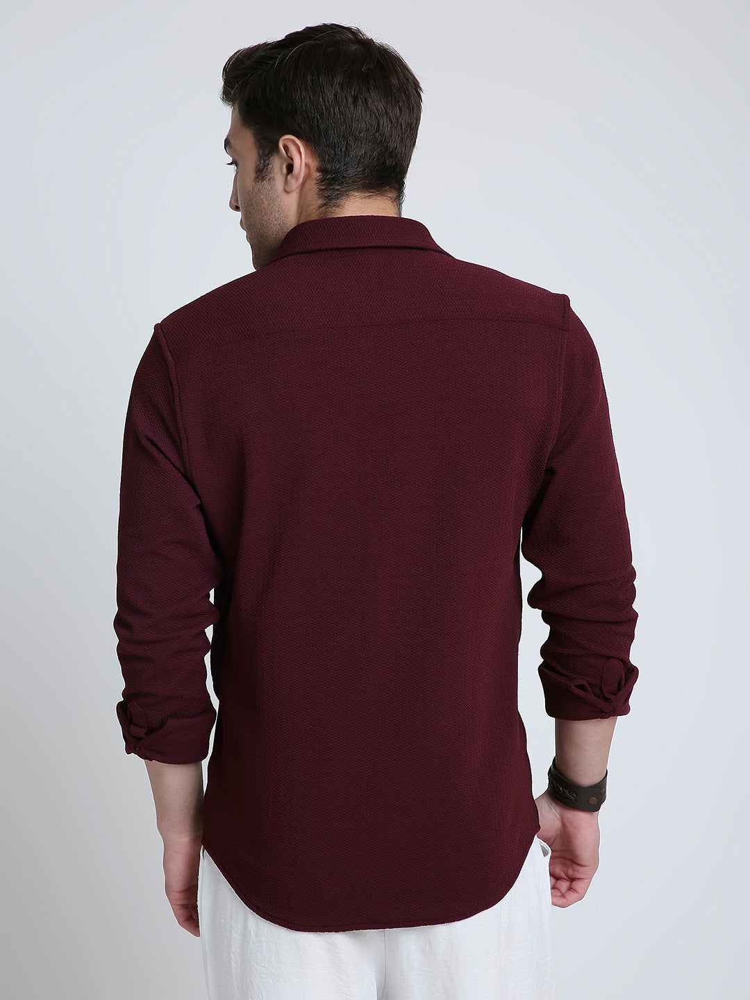 Vintage Maroon Textured Elegance Shirt