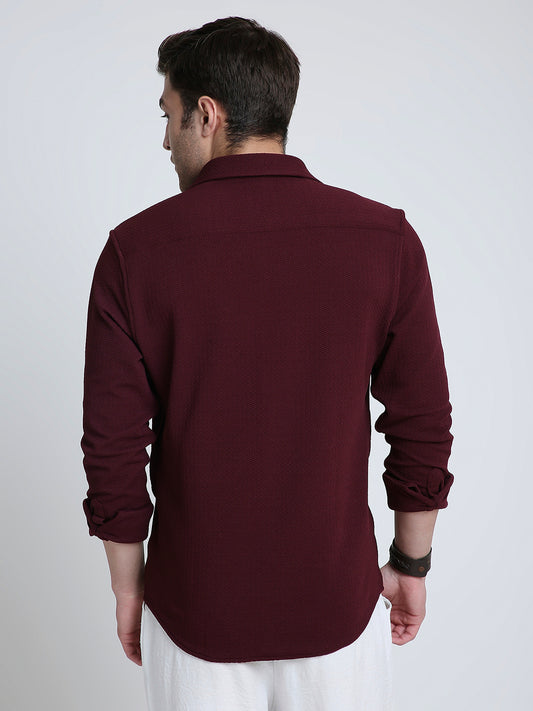 Vintage Maroon Textured Elegance Shirt