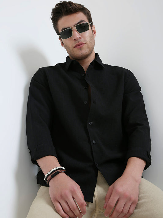 Onyx Black Refined Weave Shirt