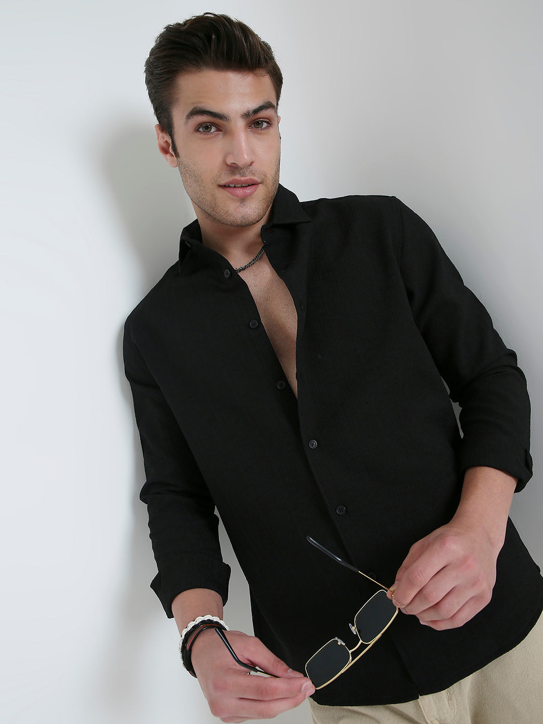 Onyx Black Refined Weave Shirt
