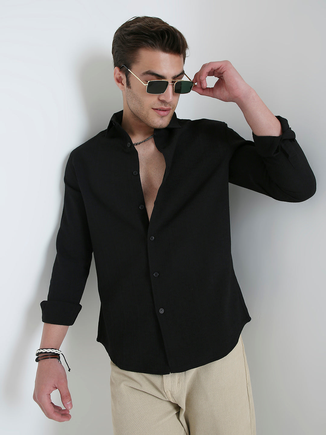 Onyx Black Refined Weave Shirt