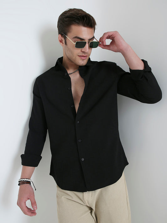 Onyx Black Refined Weave Shirt