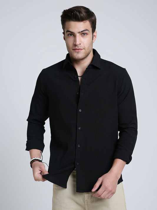 Onyx Black Refined Weave Shirt