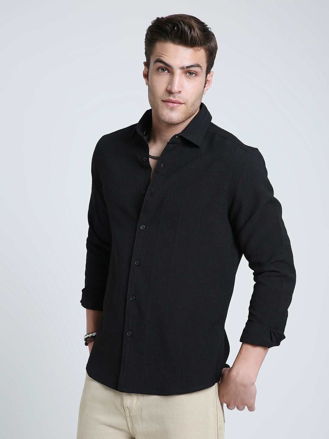 Onyx Black Refined Weave Shirt