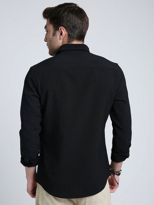 Onyx Black Refined Weave Shirt