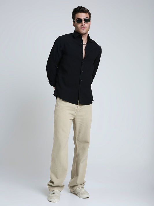 Onyx Black Refined Weave Shirt