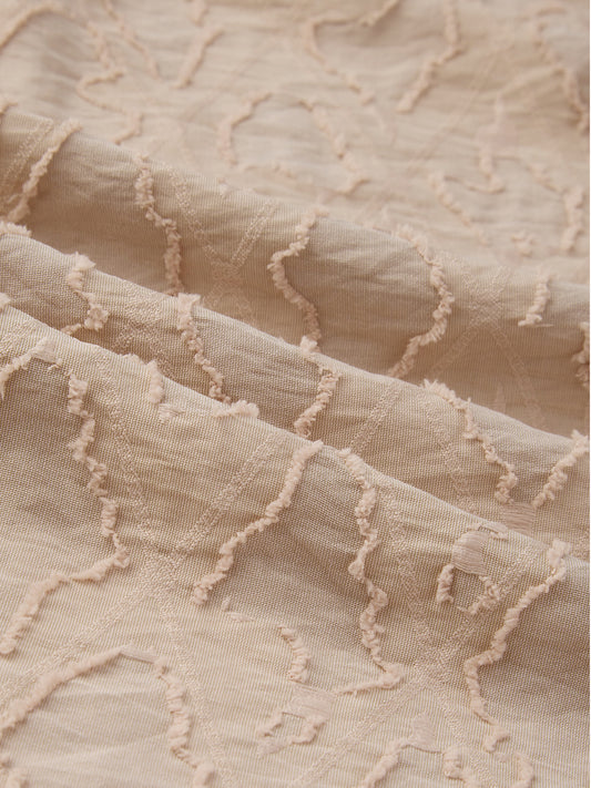 Beige Lozenge Engraved Artisan Frayed Shirt