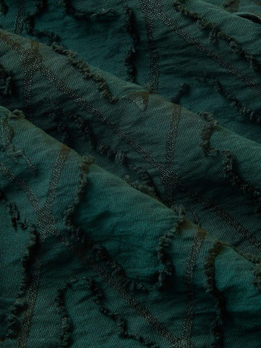 Emerald Green Lozenge Embossed Frayed Shirt