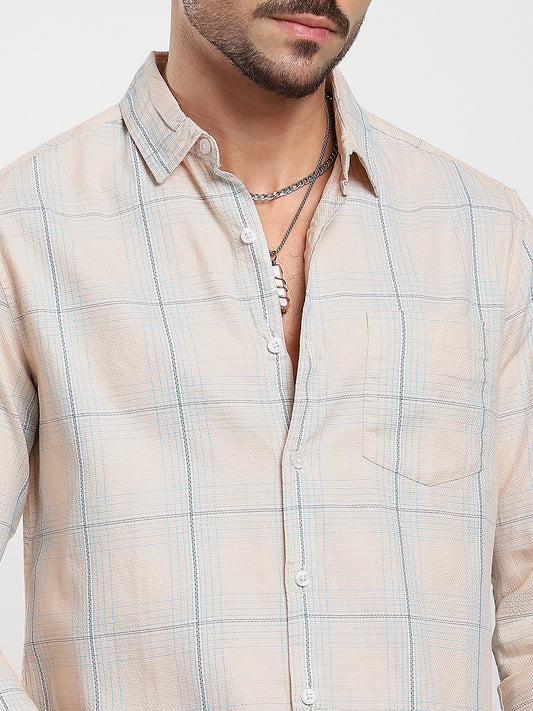 Peach Mist Skyline Checks Shirt