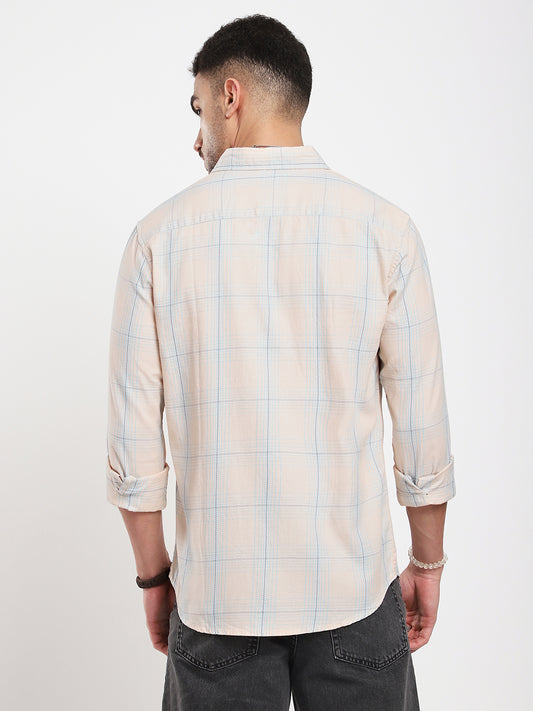 Peach Mist Skyline Checks Shirt