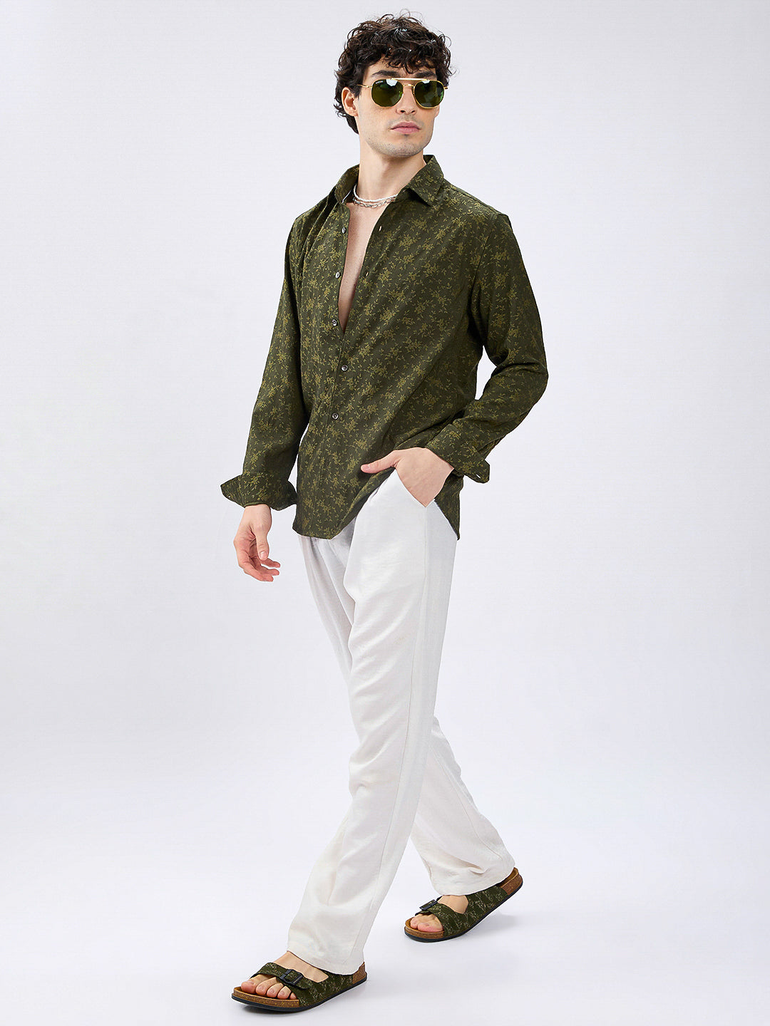 Twilight Green Botanic Veil Embossed Shirt