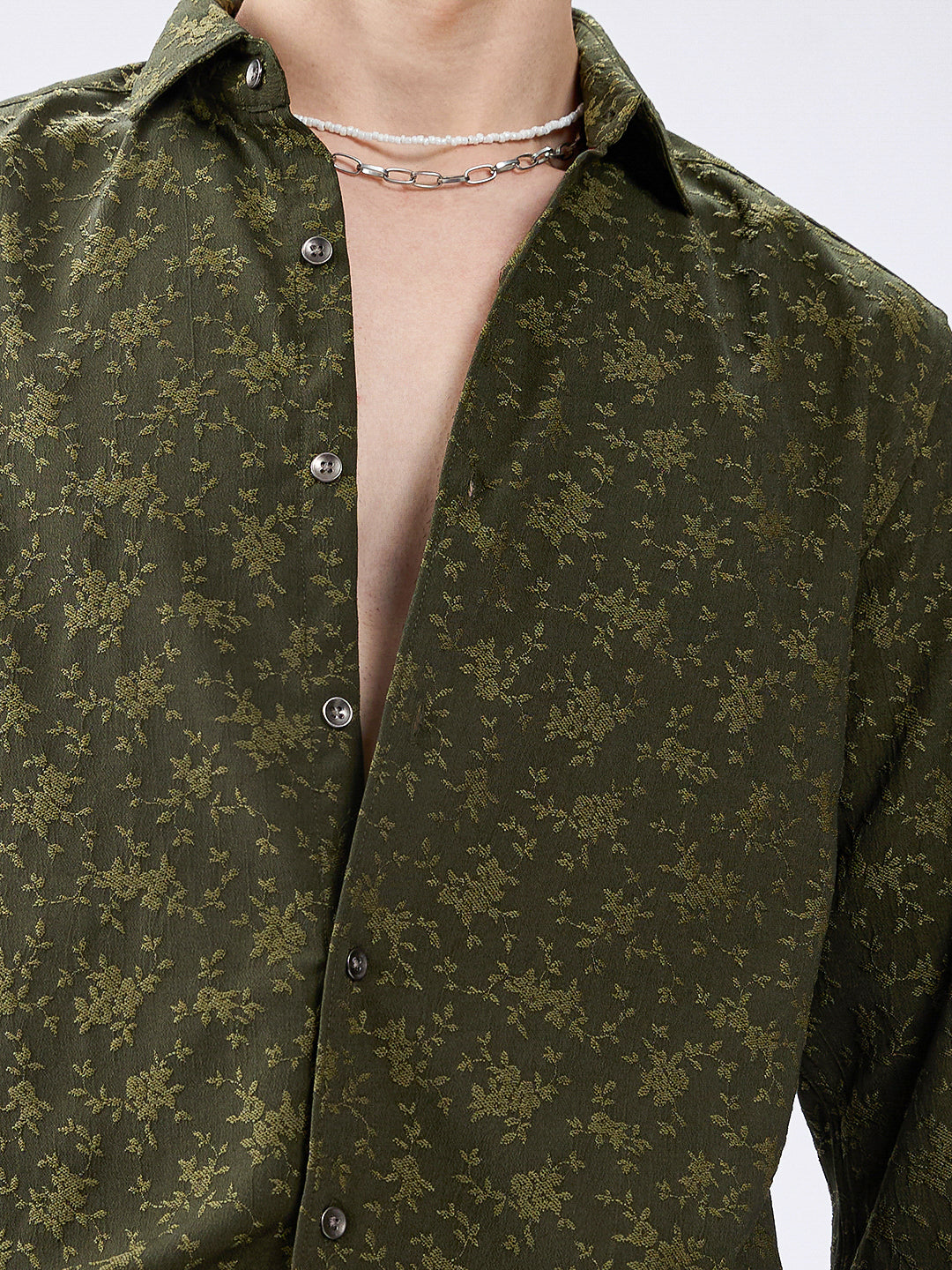 Twilight Green Botanic Veil Embossed Shirt