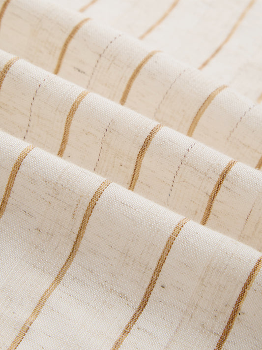 Classic Grainy Beige Striped Linen Blend Shirt