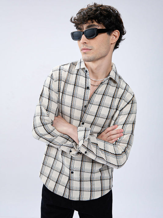 Rustic Crosshatch Plaid Checks Statement Shirt