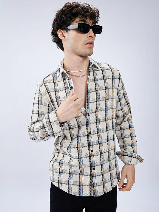 Rustic Crosshatch Plaid Checks Statement Shirt