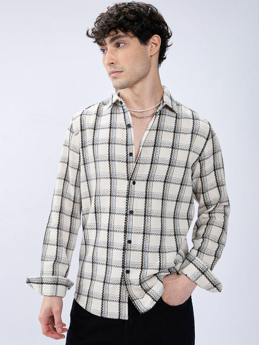 Rustic Crosshatch Plaid Checks Statement Shirt