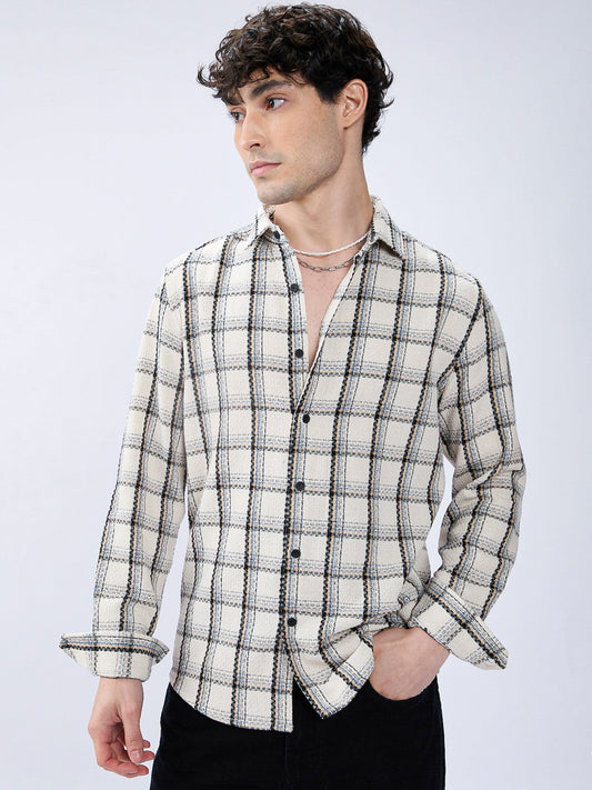 Rustic Crosshatch Plaid Checks Statement Shirt
