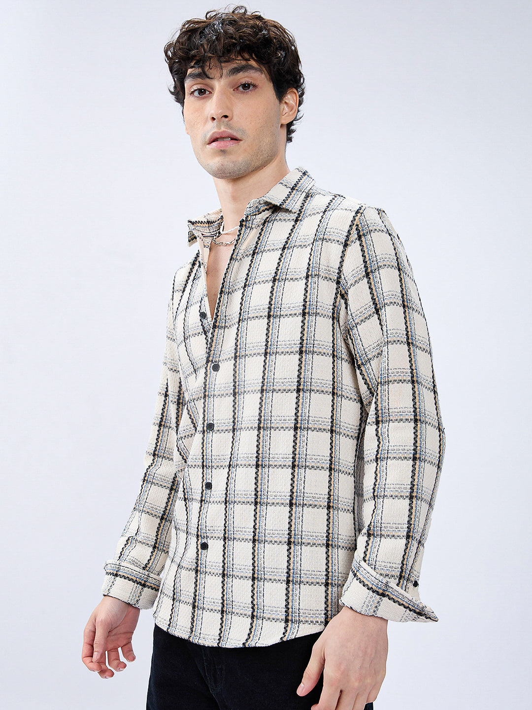 Rustic Crosshatch Plaid Checks Statement Shirt