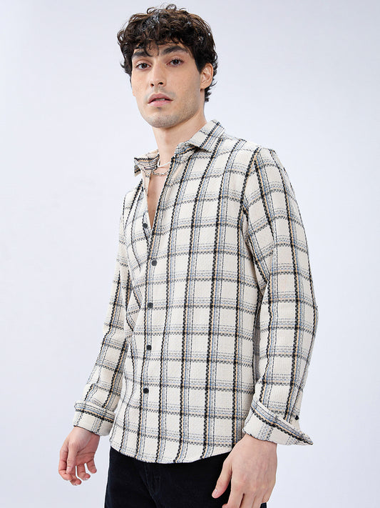 Rustic Crosshatch Plaid Checks Statement Shirt