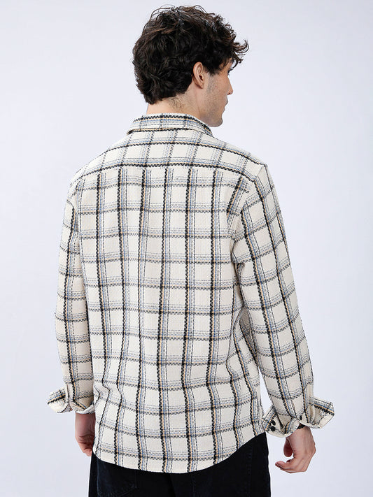 Rustic Crosshatch Plaid Checks Statement Shirt