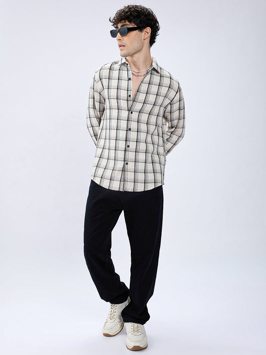 Rustic Crosshatch Plaid Checks Statement Shirt