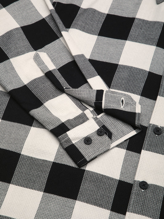 Premium Cotton Monochrome Box Grid Classic Shirt