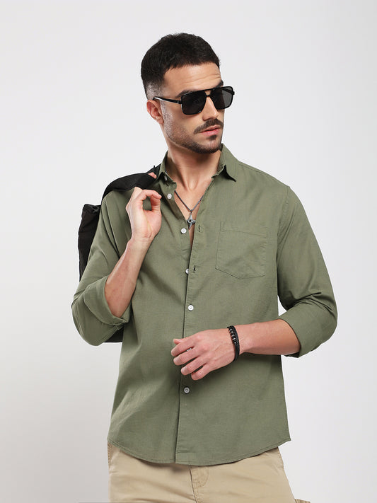 Minimal Olive Haze Everyday Shirt