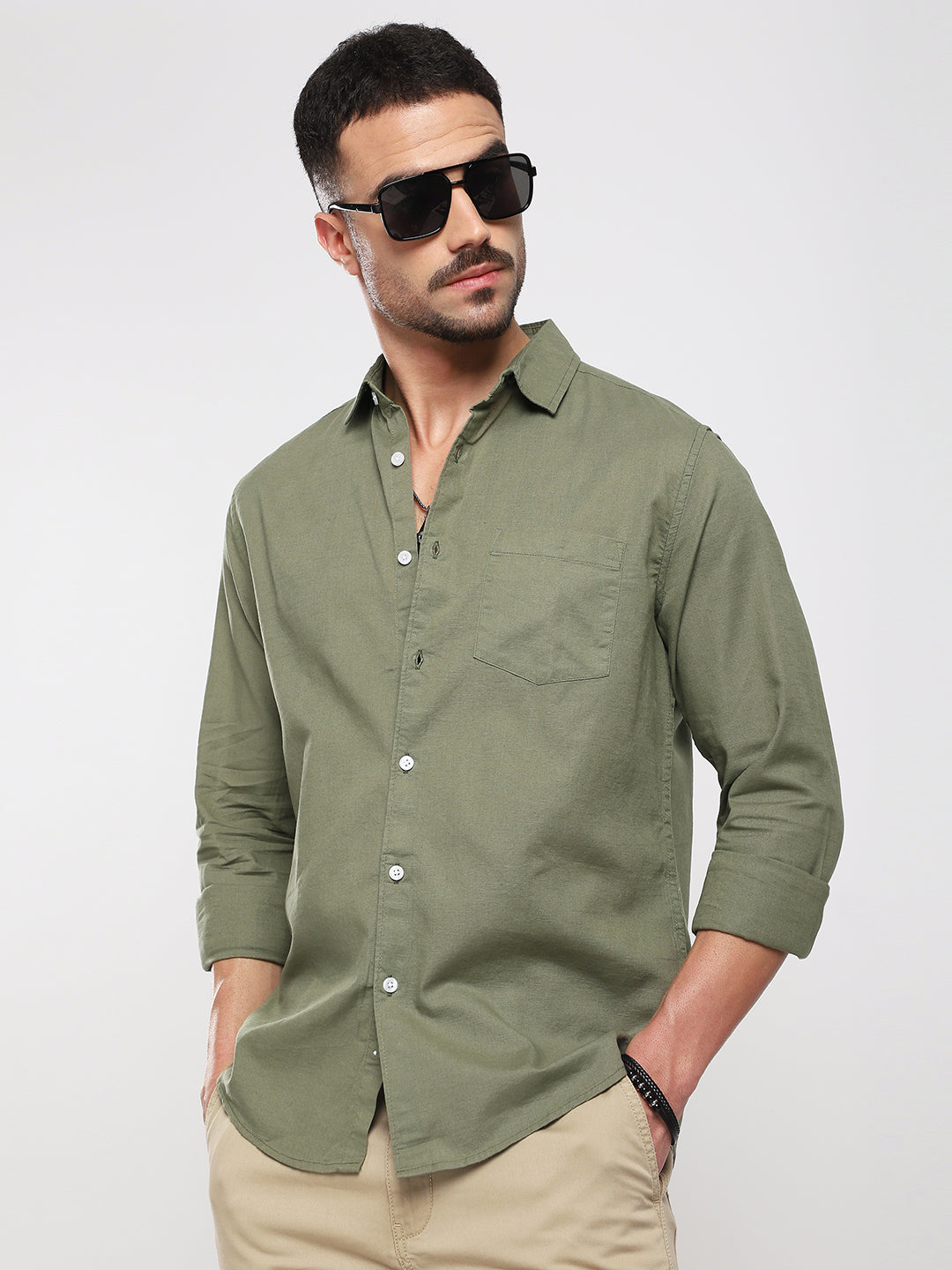 Minimal Olive Haze Everyday Shirt