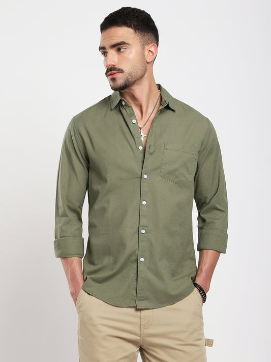 Minimal Olive Haze Everyday Shirt