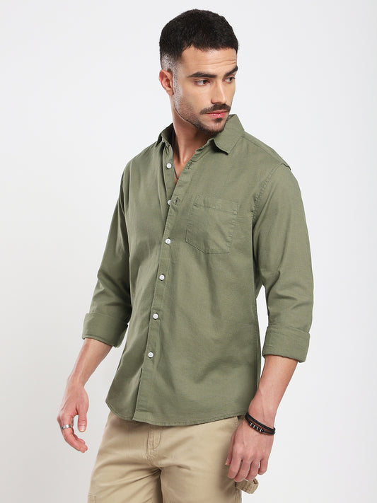 Minimal Olive Haze Everyday Shirt