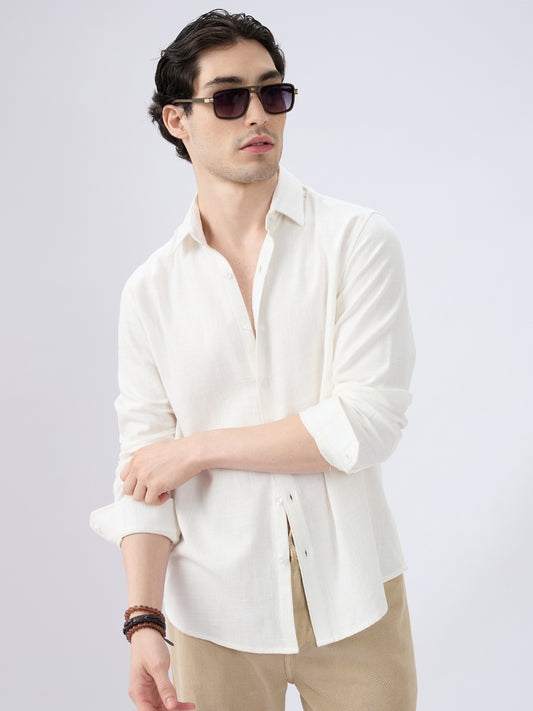 Glacier White Slub Textured Everyday Shirt