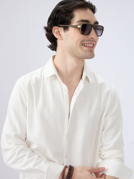 Glacier White Slub Textured Everyday Shirt