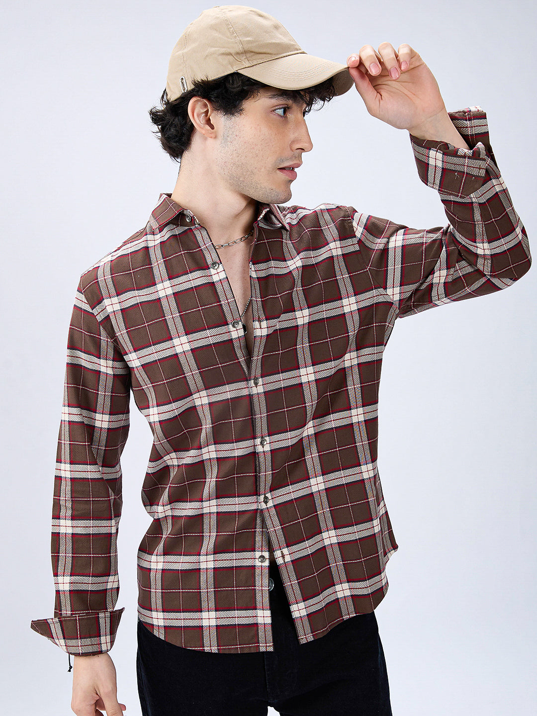 Premium Cotton Elegant Checkmate Brown Shirt
