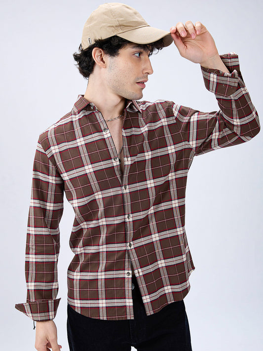 Premium Cotton Elegant Checkmate Brown Shirt