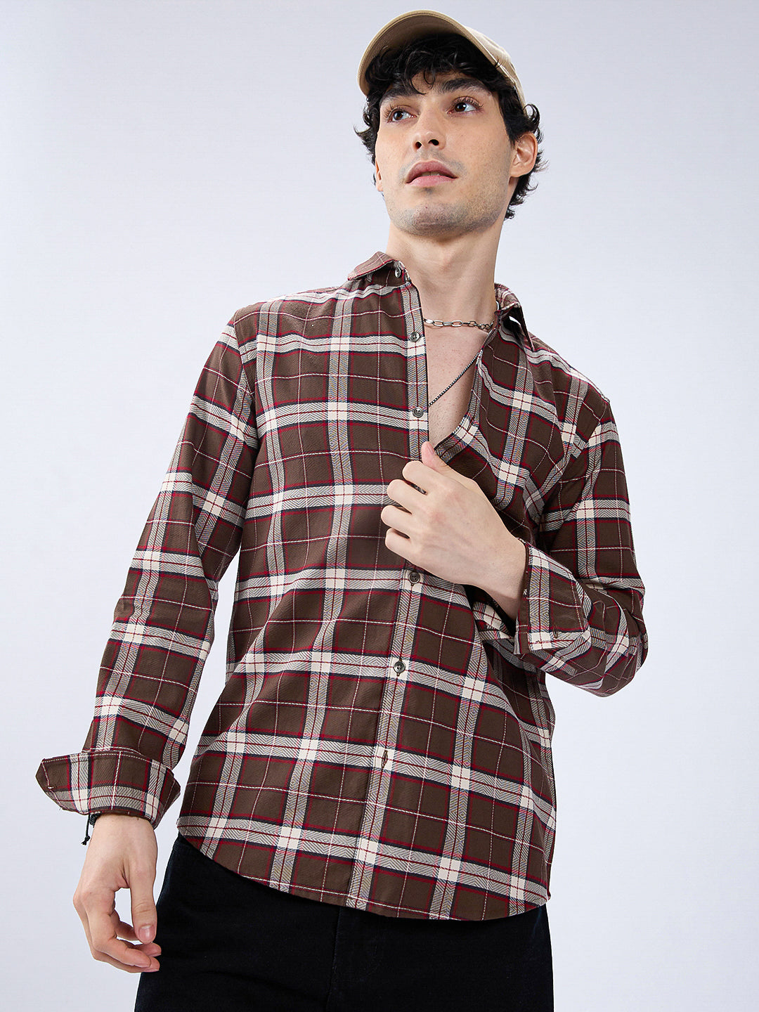 Premium Cotton Elegant Checkmate Brown Shirt