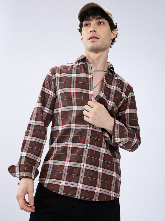 Premium Cotton Elegant Checkmate Brown Shirt