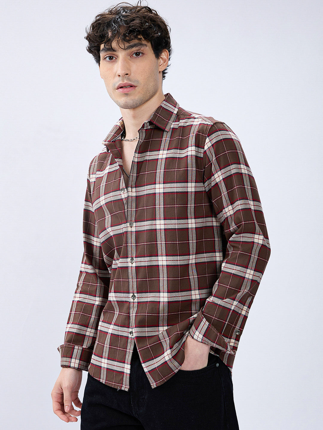 Premium Cotton Elegant Checkmate Brown Shirt