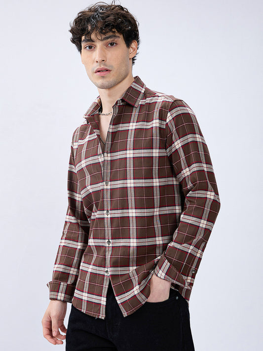 Premium Cotton Elegant Checkmate Brown Shirt