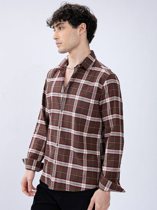 Premium Cotton Elegant Checkmate Brown Shirt