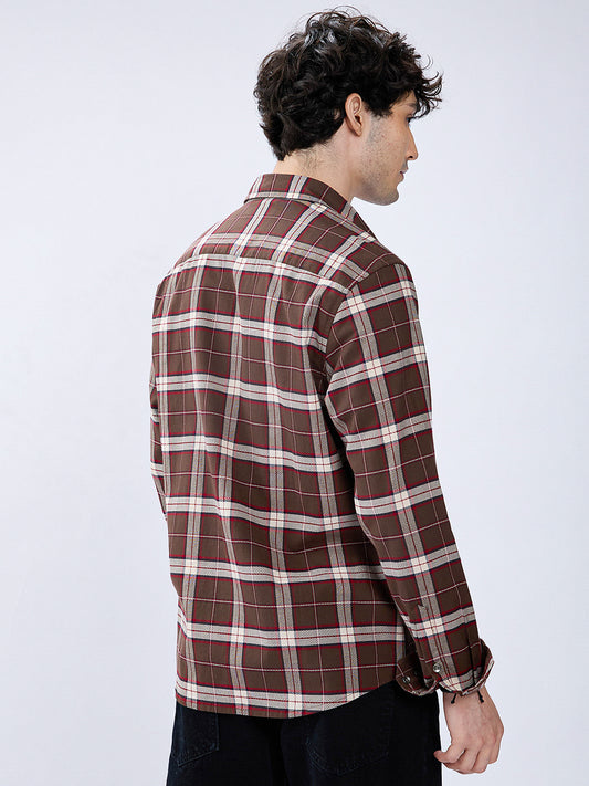 Premium Cotton Elegant Checkmate Brown Shirt