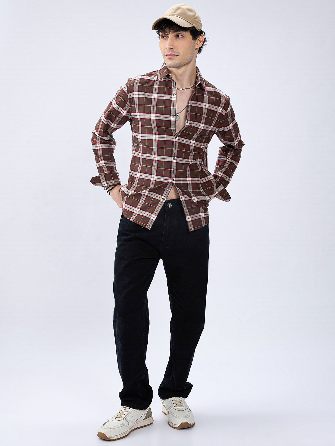 Premium Cotton Elegant Checkmate Brown Shirt