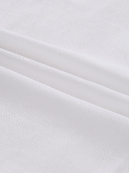 Pristine White Linen Textured Boxy Fit Crop Shirt