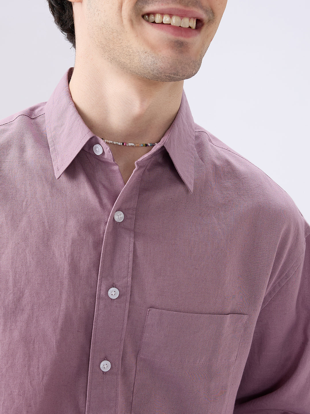 Dusty Mauve Linen Luxe Boxy Fit Crop Shirt