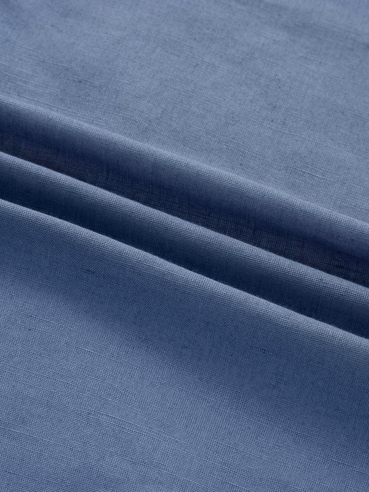 Glaucous Blue Linen Luxe Boxy Fit Crop Shirt